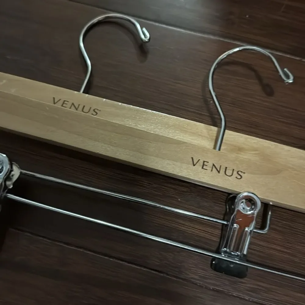 4 Pack - Wooden Hangers - Great Condition - Light Wood / Silver Pant Hanger